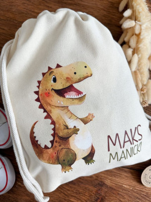 Worek dla dziecka z nadrukiem wesołego dinozaura
