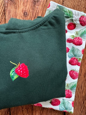 Bluza dziecięca z kapturem z nadrukiem maliny