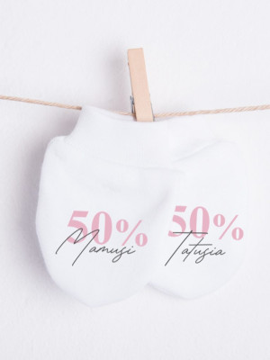 Niedrapki niemowlęce z nadrukiem 50% mamusi 50% tatusia