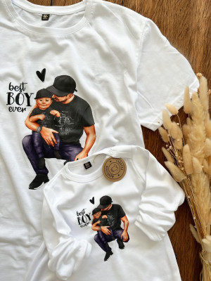 Komplet dla taty i dziecka z nadrukiem best boy ever
