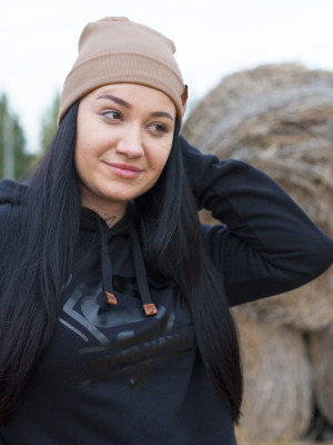 Bluza z kapturem z czarnym nadrukiem super mama