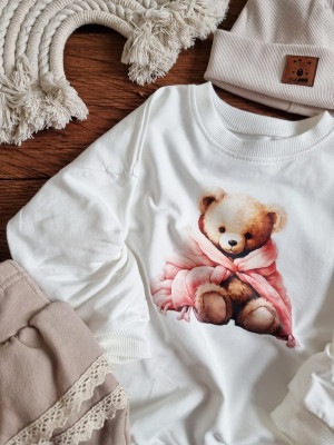 Bluza dziecięca miś w różowym kocyku