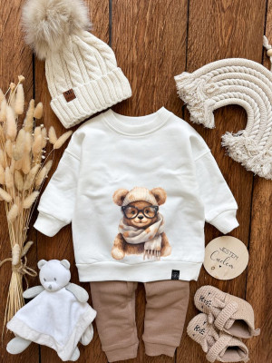 Bluza dziecięca z nadrukiem zimowego niedźwiadka