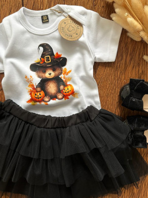 Body niemowlęce z nadrukiem misia halloween