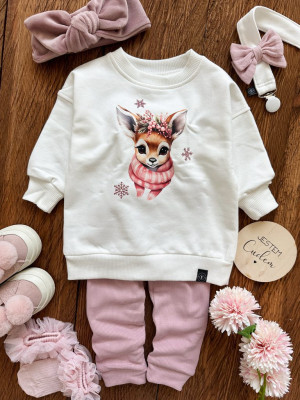 Bluza dziecięca z nadrukiem sarenki w szaliku