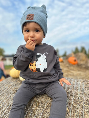 Czapka dla dziecka ze skórką mama’s boy + komin