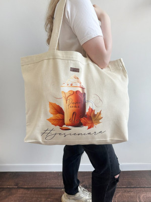 Torba MAXI z nadrukiem pumpkin spice latte #jesieniara