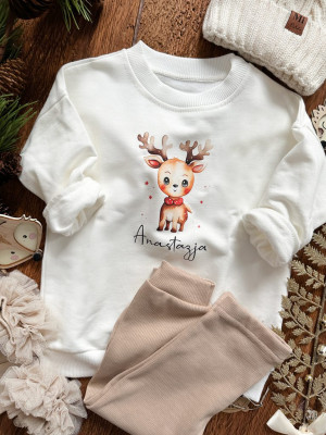 Bluza dziecięca z imieniem słodziak renifer