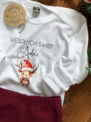Body niemowlęce renifer w czapce Mikołaja
