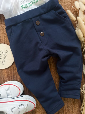 Spodnie chłopięce z guzikami granatowe