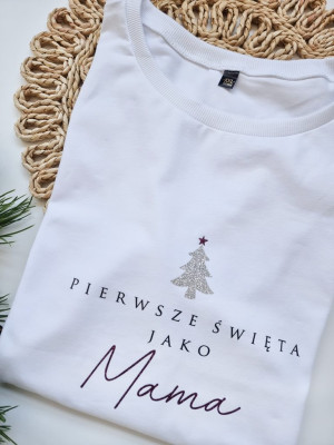Damska koszulka Pierwsze Święta jako Mama