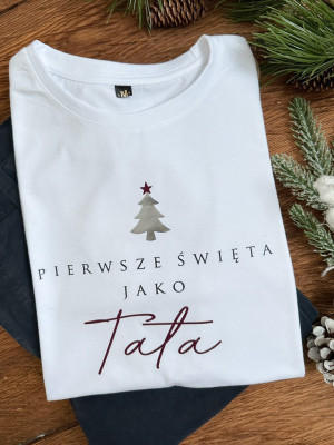 Męska koszulka Pierwsze Święta jako Tata