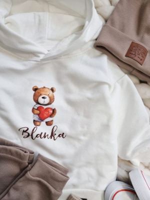 Bluza z kapturem z uszkami misio z sercem