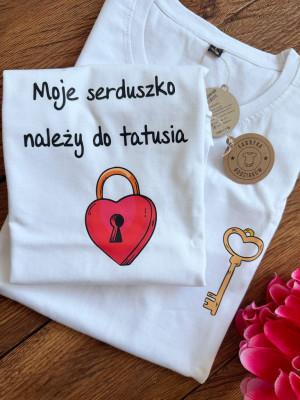 Komplet dla taty i dziecka z nadrukiem kłódki i klucza