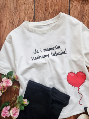 Koszulka dziecięca oversize Ja i mamusia kochamy tatusia