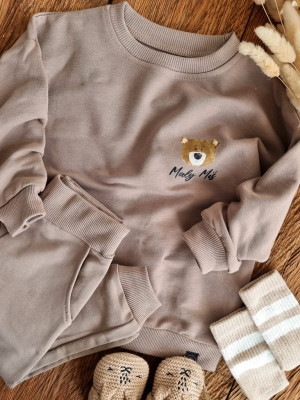 Kawowy komplet dresowy mały miś bluza + spodnie