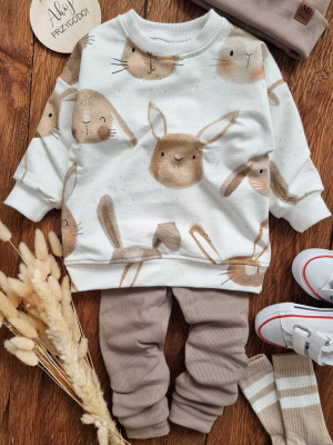 Bluza dziecięca beżowe króliczki