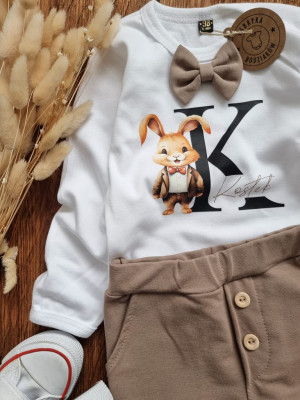 Body/Koszulka z beżową muchą króliczek elegant