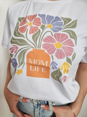 Koszulka damska kwiaty w wazonie mom life