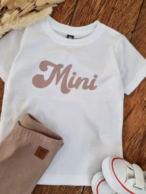 Koszulka dziecięca z beżowym nadrukiem mini