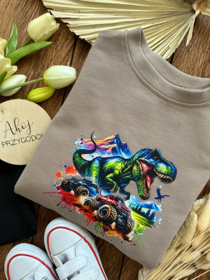 Komplet dresowy kolorowy t-rex (bluza + spodnie)