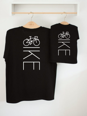 Komplet dla taty i dziecka z nadrukiem na plecach BIKE