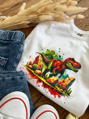 Koszulka dziecięca z dinozaurem