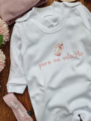 Śpiochy niemowlęce pora na mleczko + kaftanik