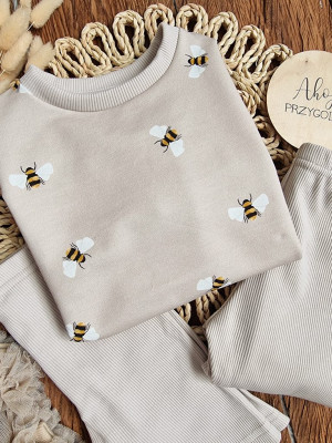 Komplet dla dziewczynki bluza pszczółki + legginsy