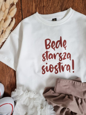 Koszulka dziecięca z nadrukiem Będę starszą siostrą