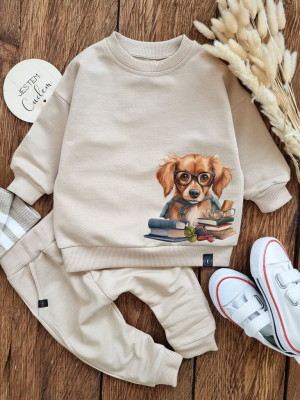 Komplet dla dziecka piesek w okularach (bluza+ spodnie)