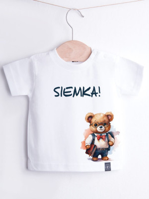 Koszulka dziecięca misiek w okularach Siemka!