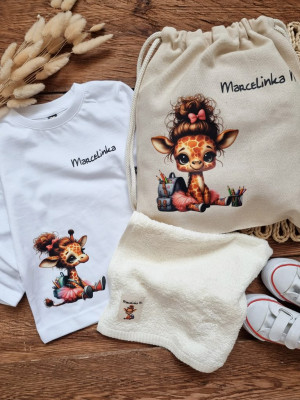 Zestaw do przedszkola 3el. żyrafka w plecaku