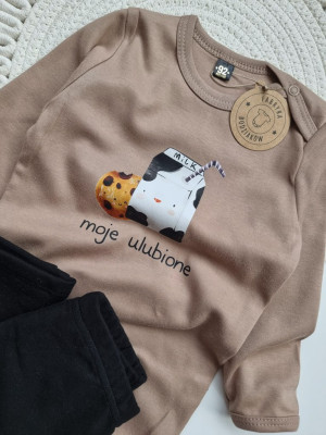 Body niemowlęce z nadrukiem mleka i ciasteczka