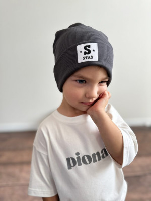 Czapka dla dziecka inicjał z gwiazdkami + komin