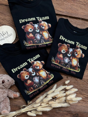 Zestaw koszulek dla trójki rodzeństwa z misiami dream team