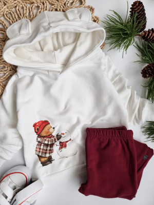 Bluza z kapturem z uszkami misio lepiący bałwana