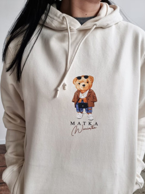 Bluza unisex z kapturem miś matka wariatka