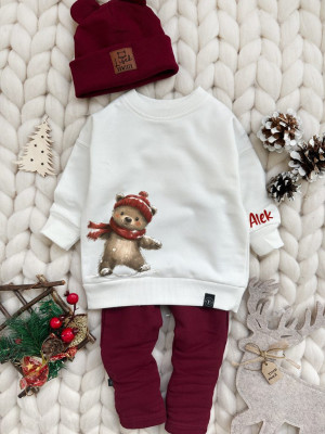 Bluza dziecięca zimowy misiek w czapce