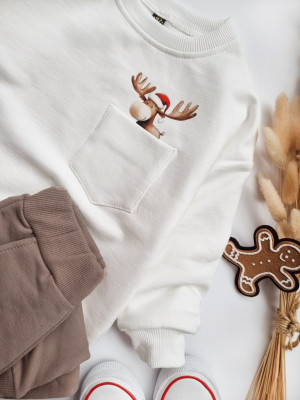Bluza dziecięca Świąteczny łoś w kieszonce