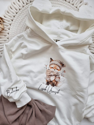 Bluza z kapturem z uszkami zimowy lisek urwisek