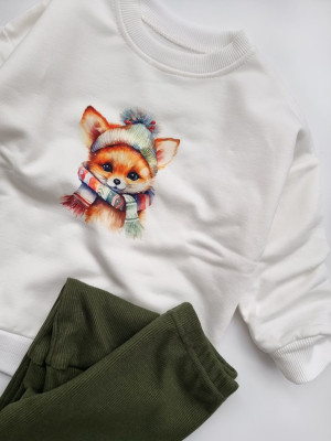 Bluza dziecięca zimowy lisek w szaliku