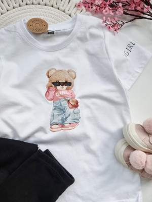 Koszulka dziecięca z misiem #GIRLgang