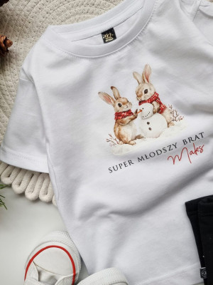 Koszulka dziecięca super młodszy brat króliczki
