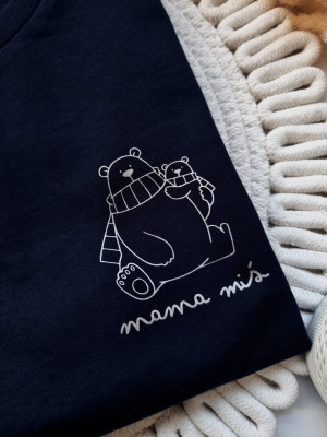 Damska koszulka ze srebrnym nadrukiem mama miś