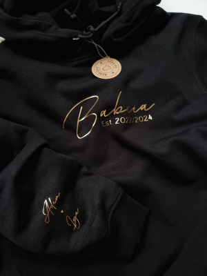 Bluza unisex z kapturem Babcia est. z imionami wnuków