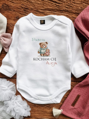 Body niemowlęce misie w sweterkach Babciu Kocham Cię