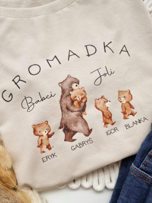 Koszulka damska z nadrukiem gromadka Babci