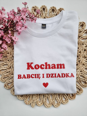 Koszulka dziecięca z nadrukiem Kocham Babcię/Kocham Dziadka
