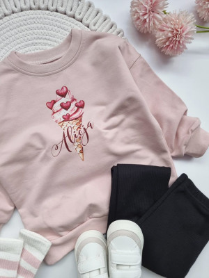 Bluza dziecięca z nadrukiem loda z serduszkami